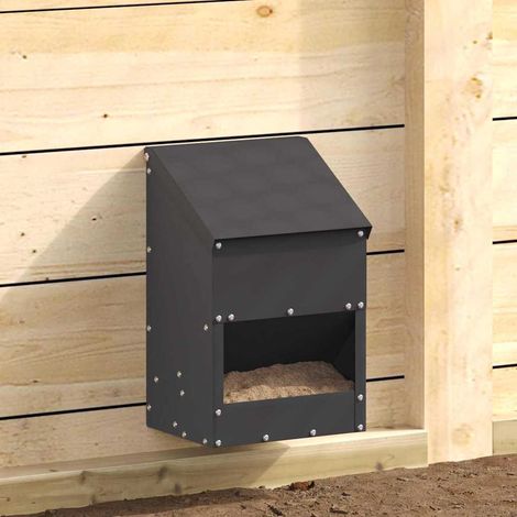 Hühnerfütterer Schwarz 21 x 16 x 33 cm Kaltgewalzter Stahl