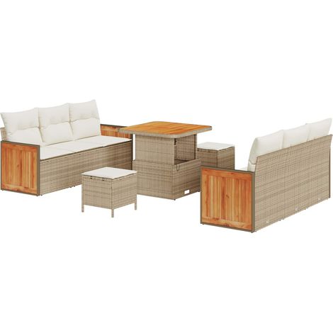 Garden Sofa Set 9 pcs 8-Seater Beige and Cream vidaXL (1/5)