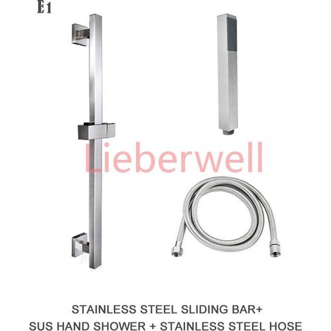 Barre marketde douche en acier inoxydable SUS304, support de pommeau de douche réglable, rond et carré brossé, dernier modèle (1/5)