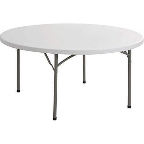 Tavolo tondo pieghevole in acciaio e plastica Ø150xH74 cm