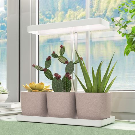 Lampe horticole LED 42 LED avec 3 pots, minuterie et éclairage à intensité variable, 45 x 18,8 x 47,8 cm, blanche (1/5)