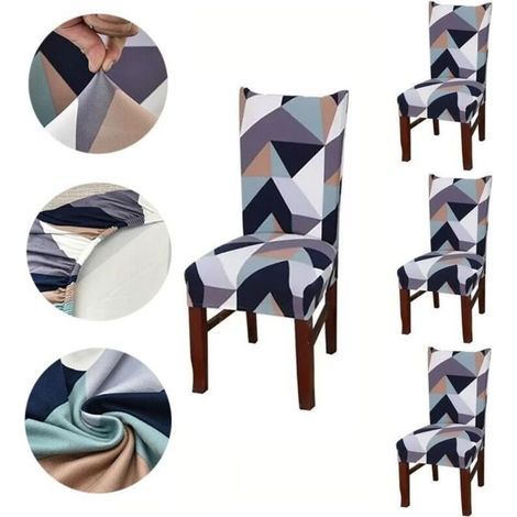 4 Pcs Housses de Chaise Extensibles pour Chaises de Salle à Manger,Protection de Chaise Pour Mariage Moderne-Hôtel-Restaurant (1/4)