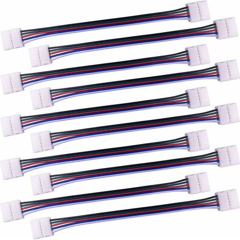 10pcs Câble connecteur RGBW 5 Broches Lampe Bande LED de 10mm Convertisseur de lumière Ruban LED sans Soudure Adaptateur pour connecter 2 Bandes LED SMD 5050 RGBW Ensemble-17cm Long (1/4)