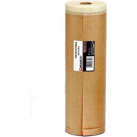 MIARCO cinta pintor 45cmx20m c/papel rollo 45 m , Papel Kraft con cinta adhesiva de papel KreppRollo de 20 metrosAncho de 45cmIndicado para pintores y decoradores para (1/4)