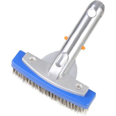 Brosse de piscine en acier inoxydable de 5 pouces - Brosse de nettoyage de piscine résistante pour piscines en béton et en gunite, outil de nettoyage en profondeur pour murs et sols (1/4)
