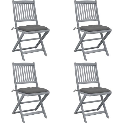 Klappbare Gartenstühle 4 Stk. mit Kissen Massivholz Akazie