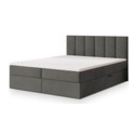 Lit continental MERIL 160x200 avec matelas confortable gris confort