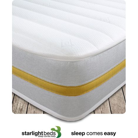 Starlight Beds – Shorty Mattress. Hybrid Shorty Memory Foam Mattress with Springs 2ft6 x 5ft9 STARLIGHT02 (Shorty Mattress – 75cm x 175cm) (1/5)