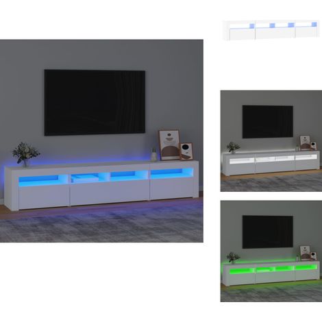 Meuble TV avec lumières LED Blanc 210x35x40 cm - Meubles Tv - Meuble Tv - Télévision Murale - Meuble Audiovisuel - Luminaire Led (1/5)
