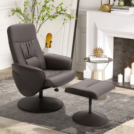 Sillón de Relax con Reposapiés Respaldo Reclinable hasta 145° para Salón Dormitorio Oficina 76x81x101 cm Marrón (1/5)