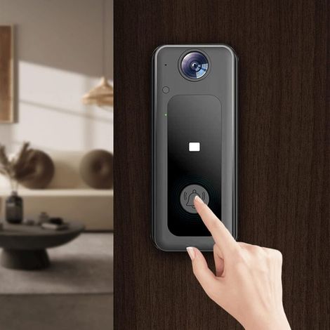 Sonnette connectée, sonnette vidéo d'alarme pour la maison, sonnette vidéo sans fil rechargeable WiFi, sonnette visuelle intelligente, vision nocturne-AquaForge (1/5)