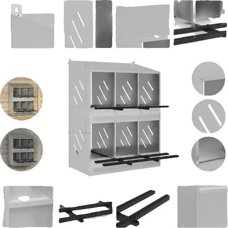 Hühner-Nistkasten, 6-Fächer-Design, leicht zu reinigende Struktur, Silber (1/2)