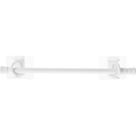 Supports de tringle à rideaux extensibles sans perçage pour rideaux de douche et vêtements, en résine, blancs. (1/5)