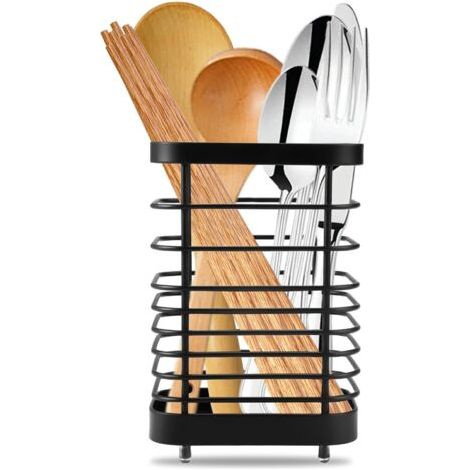 QORVA-Porte Ustensiles Inox, Range Ustensiles en Acier Inoxydable, Support et Organisateur Sur Plan à Poser pour Cuisine (1/5)