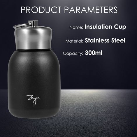 Gourde isotherme en acier inoxydable mat de 300 ml pour enfant, avec couvercle et crochet. (1/5)