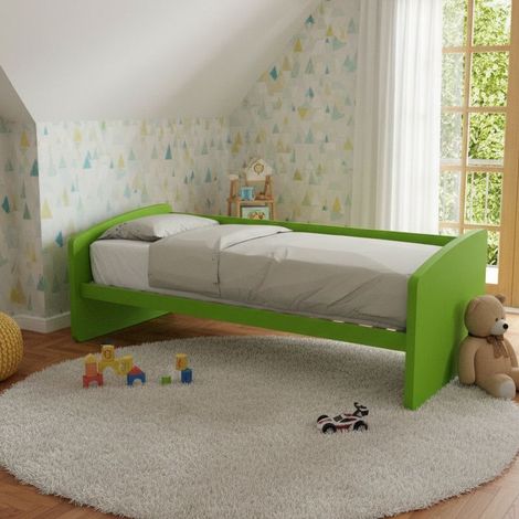 Divano letto singolo italiano con rete a doghe in faggio - 80x190 cm - Verde mela