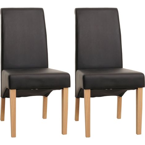 Lote de 2 sillas de comedor Silla de cocina Silla M37, piel sintética mate, negra, patas claras