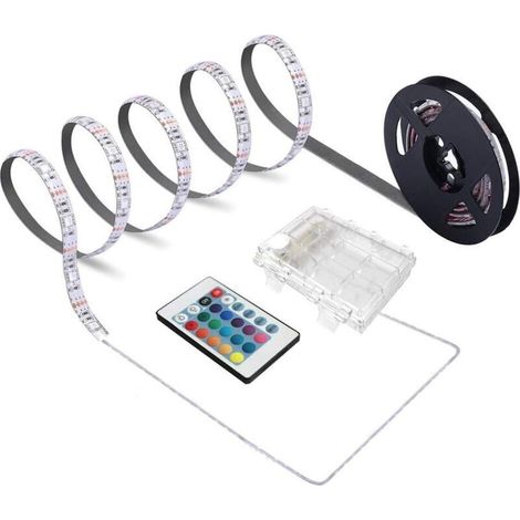 Bande lumineuse LED à piles, télécommande à 24 touches, décoration intérieure et extérieure DIY, 6,56 pieds (1/4)