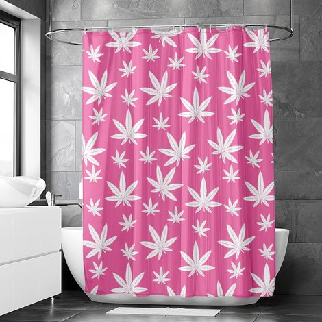 Rideau de douche motif chanvre tropical moderne, polyester imperméable, 150x180 cm (1/4)