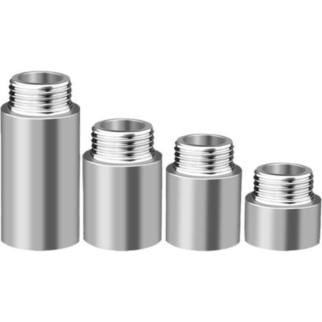 Extension de robinet 4 pièces, 15 mm, 20 mm, 30 mm, 40 mm, extension filetée, raccord d'extension en acier inoxydable, extension de connexion pour le chauffage et l'installation de