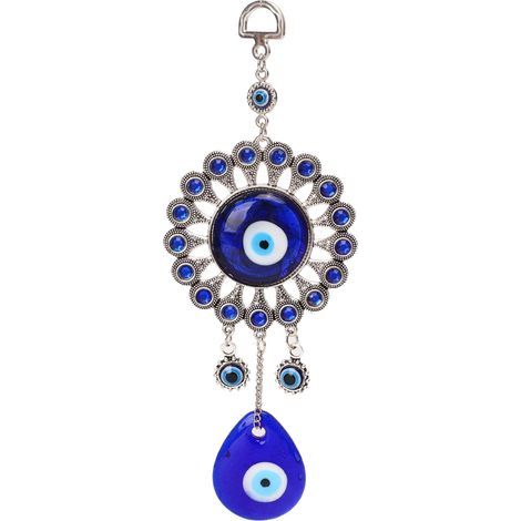 Ornement Bleu Œil Turquoise à Suspendre - Décoration Murale Artisanale Porte-Bonheur pour Maison, Bureau et Voiture (1/5)