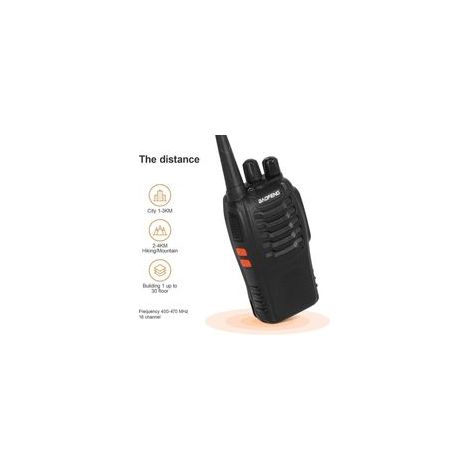 Beijiyi – Talkie walkie longue portée 5 km – Recargable 1500mAh – 16 canales – VOX y alarma de urgencia – Para viajes aleatorios y terrenos variados (2 piezas)