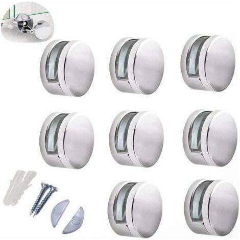 8 Pieces Zinc Alloy Glass Clips Mirror Clips Holder for 3-5mm Glass Clamp (Including Accessories) (1/4)