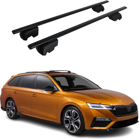OMAC Dachtrager Quertrager für Skoda Octavia IV 2020-2026 – City Crash getestet – ISO PAS 11154:2006 – Abschliessbar – Max 75 kg – 2 Stangen Stahl Schwarz (1/5)