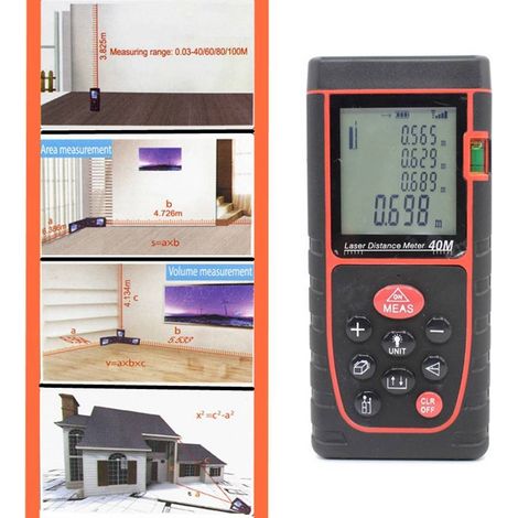 TrAdE Shop Traesio - Misuratore Metro Digitale Laser 50mt Distanza Livelli Misura Display Lcd Ut390h - (1/5)
