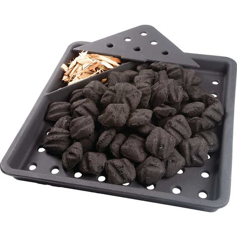 Napoleon – Plateau à charbon en fonte pour barbecue – Compartiment pour copeaux de fumaison – Transforme barbecue à gaz en charbon