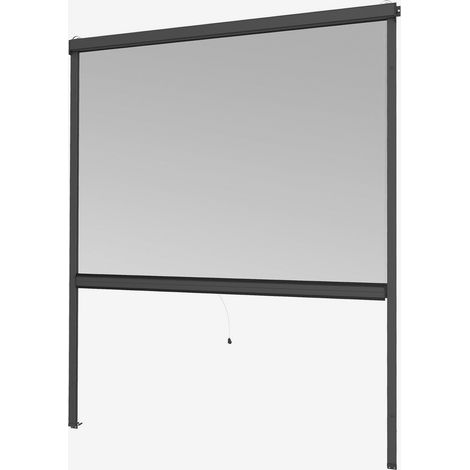 Moustiquaire 160 x 160 cm anthracite – Tulle en fibre de verre 105 g/m² – Installation par système de clips – Châssis gris et enrouleur aluminium – Rhino Insect Screen
