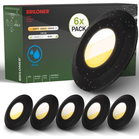 6er Set LED Bad Einbaustrahler LED Einbauleuchten Bad Spots CTS Flach Ra90 (1/5)
