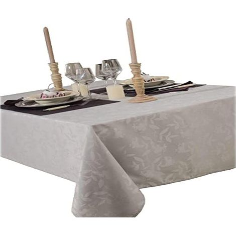 CALITEX - Tovaglia Ombra, in Tessuto Damascato, Dimensioni: 150 x 350 cm, Colore: Grigio Perla