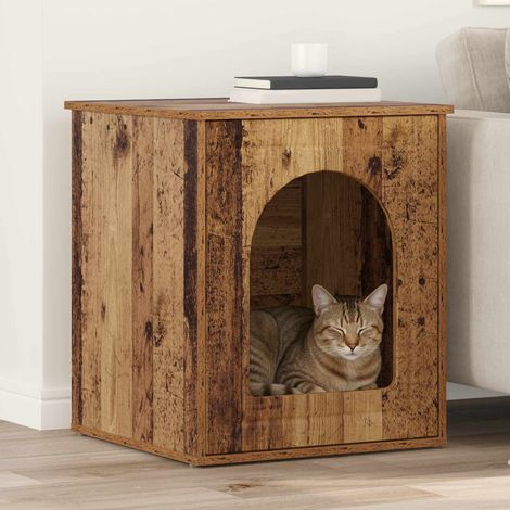 Cat House Old Wood 53 x 52 x 62 cm Engineered Wood vidaXL (1/5)