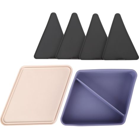 Boîte à pizza carrée en silicone, thermosensible et réutilisable, idéale pour les pique-niques. Couleur violet clair avec couvercle rose. (1/5)
