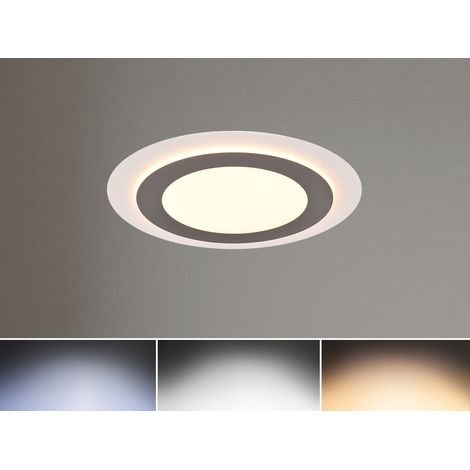 Flache LED Deckenleuchte MORGAN Silber Fernbedienung dimmbar, Ø 45cm (1/5)