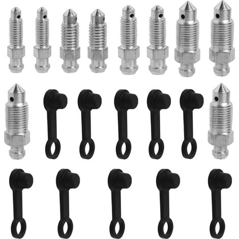 10Pcs Vis de Purge Etrier, avec Cache-poussière, Matériau en Acier au Carbone, 5 tailles M6x1mm/M7x1mm/M8x1.25mm/M10x1mm/M10x1.25mm, Vis de Purge de Frein pour Motos/Véhicules électriques (1/5)