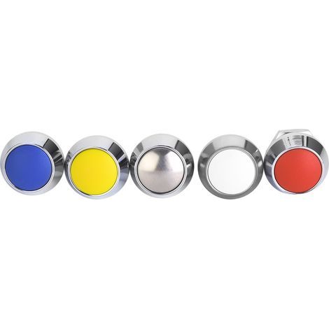 Metall-Drucktaster 1NO 12mm 2A/36VDC mit Muttern (Rot, Gelb, Blau, Weiß, Metallisch) (1/5)