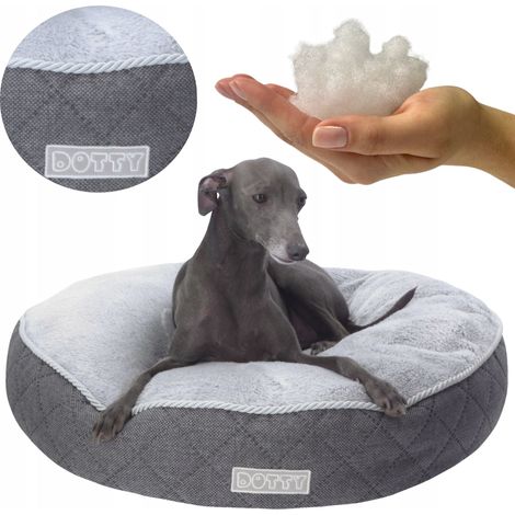 Cama redonda para perros DOTTY, puf, cojín para gatos, pana, felpa minky (1/5)