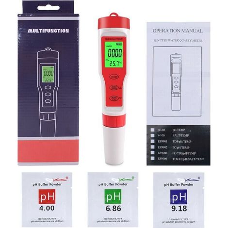 Digital pH/TDS/EC/temperature quality tester, analyzer for water, swimming pools, aquariums (1/5)