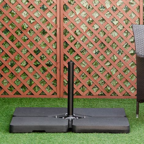 Outsunny Lot 4 Dalles Lestage Parasol HDPE Remplissage Eau/Sable 60/70kg 100x100x6,8cm Noir
