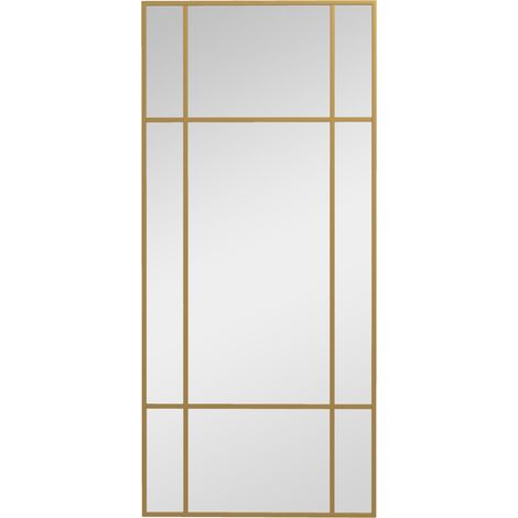 Espejo de pared decorativo 110 x 50 cm con marco metálico dorado (1/4)