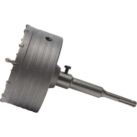 Scie à Cloche Trépan Béton 125mm avec Adaptateur SDS Plus 110 mm + Foret hélicoïdal + Vis de positionnement, Pour Brique Béton Ciment Pierre Ouvertures de Climatisation (1/5)