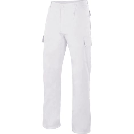 Pantalón industrial con costura de seguridad y bolsillos de parche VELILLA Serie 345 54 Blanco