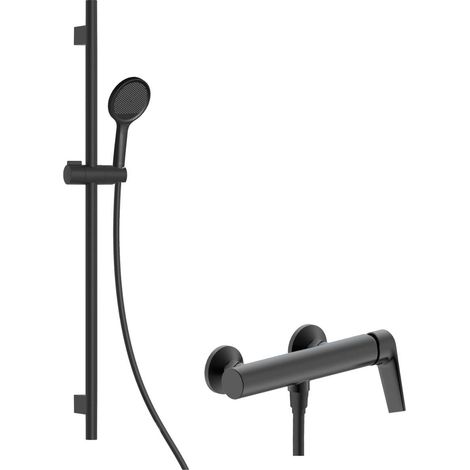 kielle Harmonia I - Duschset mit Armatur, Stange, Schlauch und Duschkopf EcoSpare, Schwarz matt 20632SN34 (1/5)