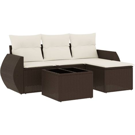 Maison Exclusive - Set comedor de jardín 5 piezas y cojines ratán (1/3)