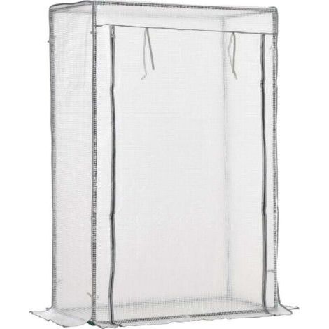 Serre de jardin Serre de jardin, serre de balcon, bâche renforcée PE, châssis en acier, porte zippée enroulable, 100 x 50 x 150 cm blanc (1/4)