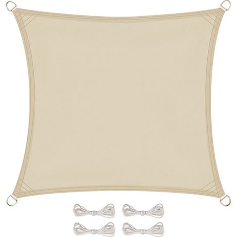 Linxor – Voile d'ombrage carré 2 x 2 m – Toile imperméable 160 g/m² – Résistant aux UV – Pour terrasse et jardin – Beige