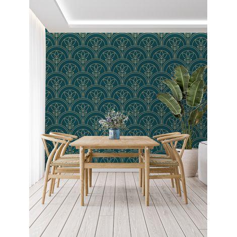 Papier Peint Japonais - Motifs Floraux Art Déco - 150 x 250 cm (1/2)