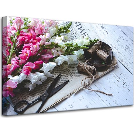 Stampa su tela Flora Bocche di leone 80x50 cm Bouquet di fiori